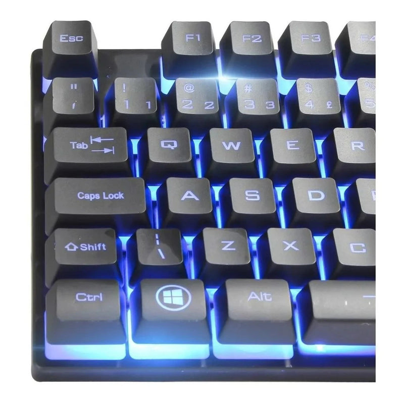 Kit Teclado e Mouse Gamer  Iluminado led Rgb Grande 2400 DPI e 3 Botões com Luz de Led colorida Led Chroma Rgb Iluminado Jogos Pc Usb